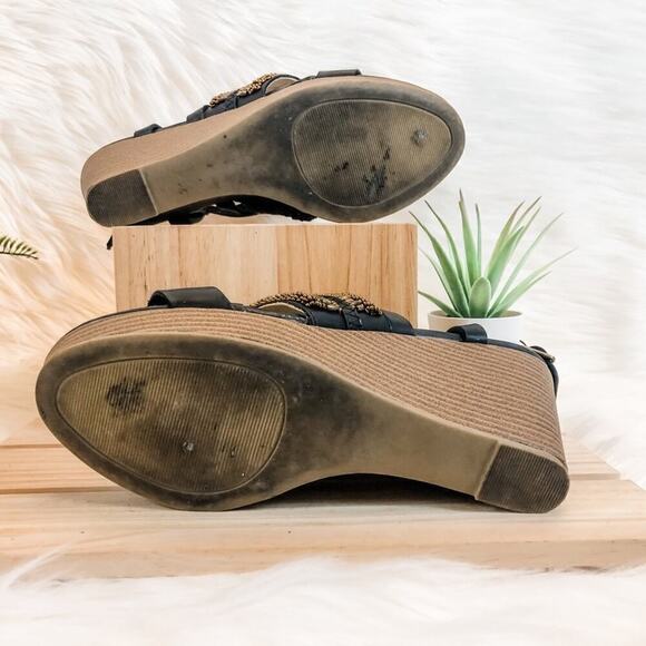 Maurices Platform Sandals Black & Brown Beaded Size 7.5M - Picture 6 of 8